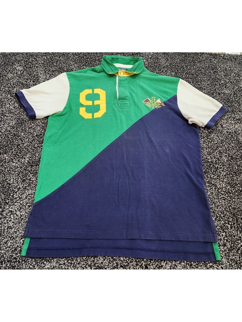 Vintage Polo Ralph Lauren Shirt Mens L Colorblock Cruiser Team 9 Rugby PRL Club
